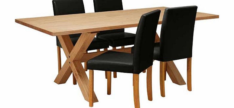 Hudson Solid Wood Dining Table and 4 Black Chairs