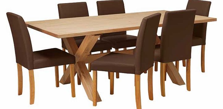Hudson Solid Wood Dining Table and 6 Chocolate