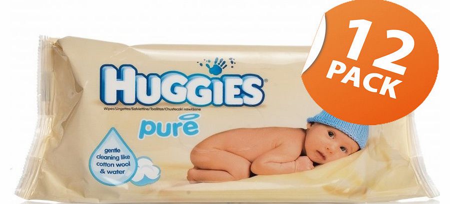 Huggies Pure Baby Wipes 12 Pack of 64 Wipes