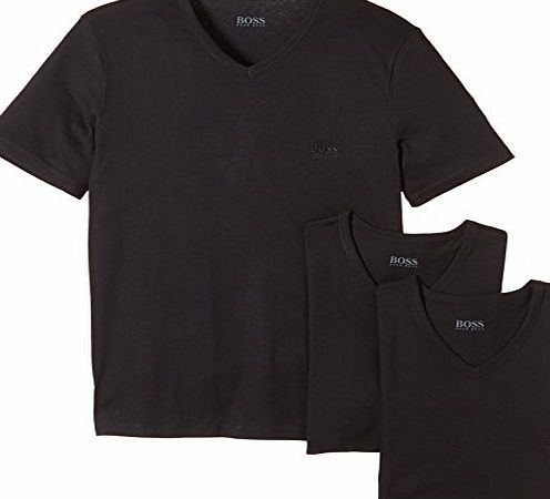 Hugo Boss 3-Pack Cotton Classic Loose Fit V-Neck T-Shirts, Black Size: