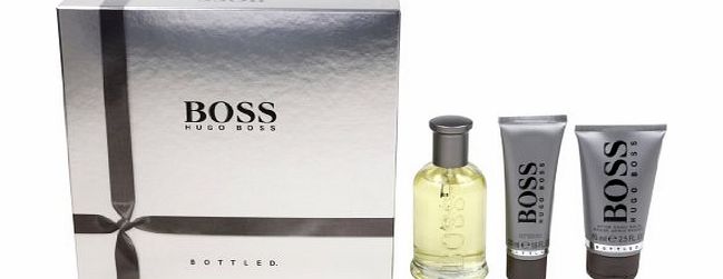 Hugo Boss BOTTLED Gift Set for Men 100ml (3.3 Fl.Oz) EDT Spray, 75ml (2.5 Fl.Oz) After Shave Balm, 50ml (1.6 Fl.Oz) Shower Gel