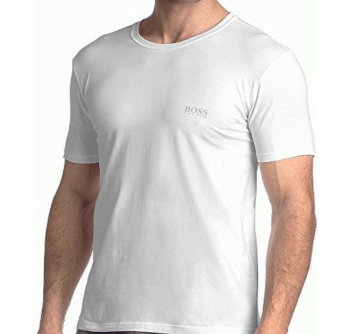 Hugo Boss Plain White Logo Stretch T-Shirt Medium