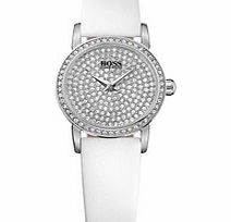 White crystal encrusted dial watch