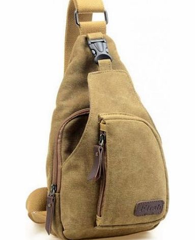 Huichen Mens Canvas Unbalance Backpack Shoulder Sling Chest/Hiking Bicycle Bag (Khaki)
