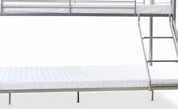 Palmdale Metal Triple Sleeper Bunk Bed with 2 Economy Mattress Set, Single/ Double, 3 ft/ 4 ft 6-inch, 201 x 145 x 154 cm, Silver