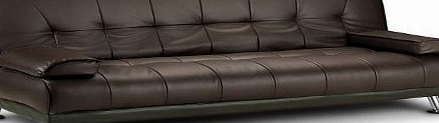 Humza Amani Venice Faux Leather Sofa Suite Sette Sofabed with Chrome Feet (Brown)