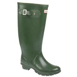 Female Huntress Textile Lining Comfort Calf Knee Boots in Green