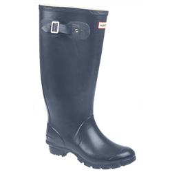 Female Huntress Textile Lining Comfort Calf Knee Boots in Navy