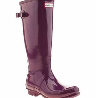 Hunter Purple Original Back Adjust Gloss Boots