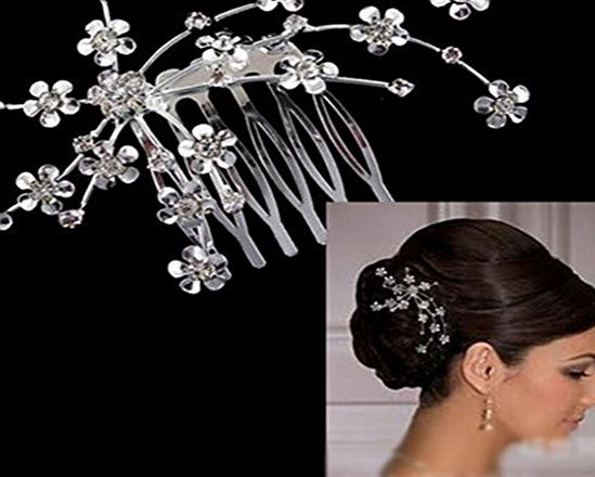 HuntGold 1X Bride Plate Made Supplies Wedding Dancing Party Bridal Starry Rhinestone Hair Comb Tiara
