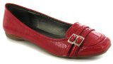 Ever So Soft `Monet` Ladies Patent Buckle Style Casual Flat Shoes - Red - 5 UK
