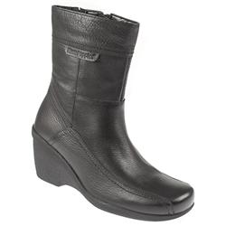 Female HP10KANEQM Leather Upper Textile Lining Casual Boots in Black Leather