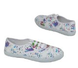Garage Shoes - Canaria - Womens Flat Canvas Shoe - White Paint Size 4 UK