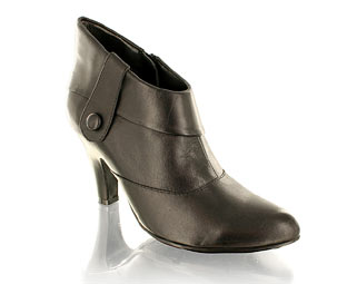 Leather Ankle Boot With Button Trim