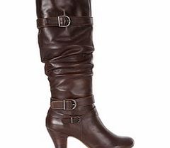 Hush Puppies Lonna brown leather heeled boots
