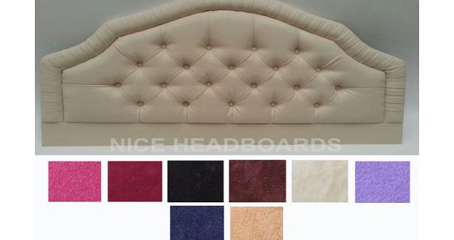Stylish Huston 4FT6 Double Size Bed Headboard Finished In A Luxury Velour Fabric - Available In A Range Of 10 Colours (Cream)