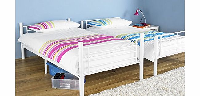 Hyder Living Seattle Bunk Bed Splits into Two Single Beds with Basic Mattress, White