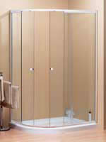 Hydrolux Frameless Offset Quadrant Shower Enclosure with Tray - 1200 x 800 LH with Chrome Frame and Clear Gla