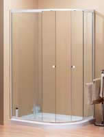 Hydrolux Frameless Offset Quadrant Shower Enclosure with Tray - 1200 x 800 RH with Chrome Frame and Clear Gla