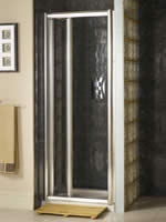 Hydrolux Shower Bi-Fold Door 900mm with Silver Frame and Clear Glass