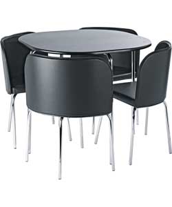 Hygena Amparo Black Dining Table and 4 Chairs