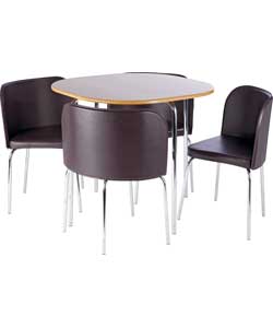 Hygena Amparo Oak Dining Table and 4 Brown Chairs