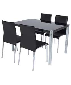 Hygena Black Gloss Dining Table and 4 Chairs