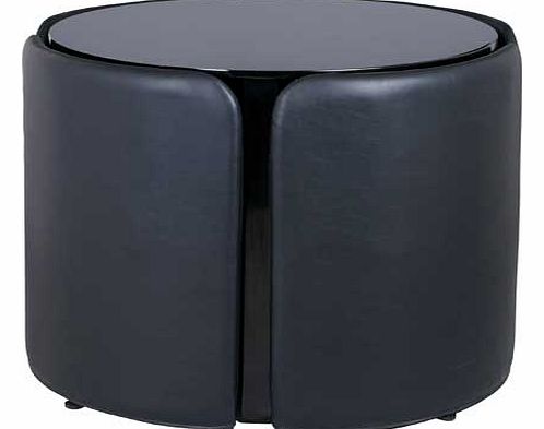 Hygena Black Gloss Space Saver Table and 4 Chairs