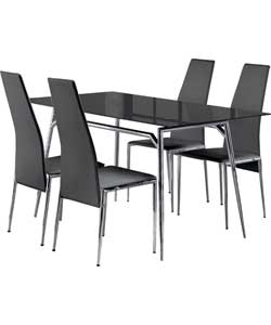 Hygena Javelin 120cm Black Dining Table and 4