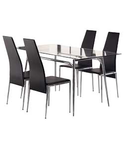 Javelin 120cm Glass Dining Table and 4