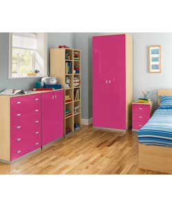 Kids Modular 5 Drawer Chest - Pink and Maple