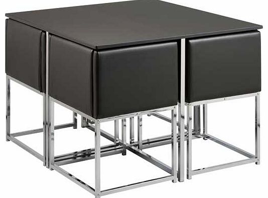 Hygena Lucia Black Space Saver Table and 4 Black