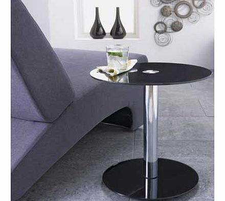 Hygena Matrix Round Lamp Table - Black Glass