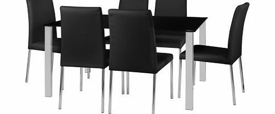 Hygena Naples Black Dining Table and 6 Black