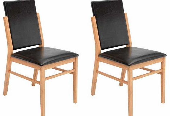 Hygena Riley Pair of Chocolate Oak Chairs