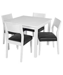 White Square Dining Table and 4 Chairs