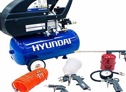 Hyundai 24 L Direct Drive Home Series Air Compressor with 5 Piece Air Tool Kit HY2524
