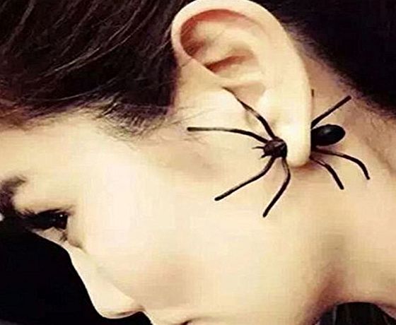 I LOVE DIY Funny Big Black Halloween Spider Ear Stud Punk Style Earring Jewelry