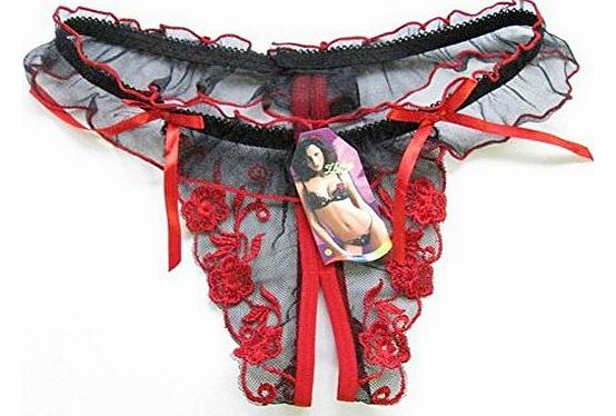 ILOVEDIY Red Sexy Crotchless Knickers Lingerie Panties Underwear Thong for Women