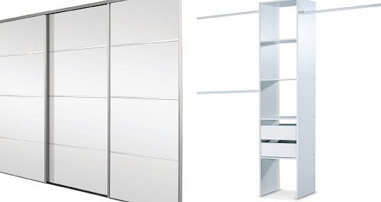 i-space Triple, 4 Panel Silver Framed Mirror, Sliding Wardrobe Door Kit. Up to 2692mm (8ft 10ins) wide.