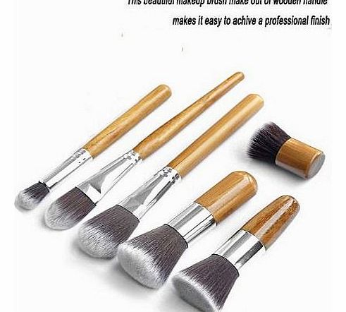 6pc Piece Luxury Bamboo Wooden Make Up Brush Set For Eyes & Face- Eco Friendly