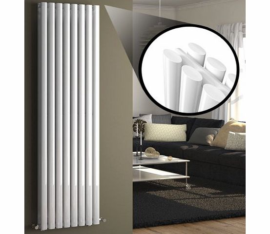 1800 x 480 mm Vertical Column Radiator White Oval Double Panel Luxury Heater
