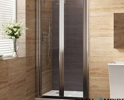 iBath 700mm Designer Bi-Fold EasyClean Glass Shower Enclosure Cubicle Doors Set