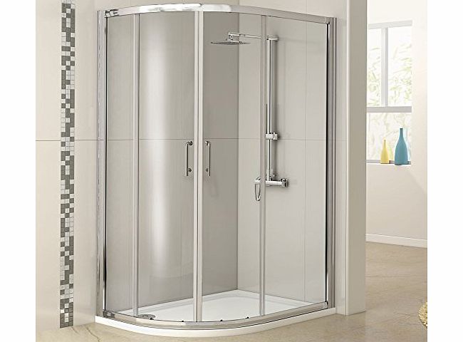 iBath 900 x 760 mm Offset Left Hand Quadrant Glass Shower Enclosure Cubicle   Tray Set