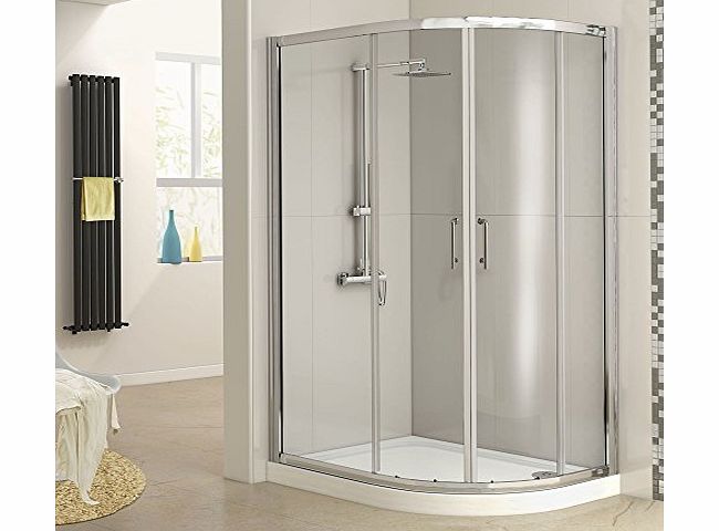 iBath 900 x 760 Offset Right Hand Quadrant Glass Shower Enclosure with Plinth Tray Set