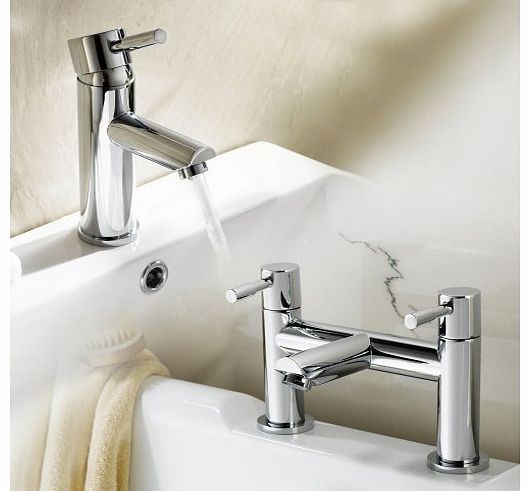 iBath Bathroom Monobloc Basin Sink Mixer and Bath Filler Chrome Taps Set