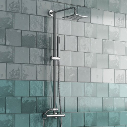 Square Bar Mixer Shower Set Thermostatic Valve with 8`` Shower Head + Hand Held