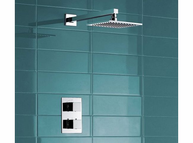 Square Thermostatic Mixer Shower Set 2 Way Valve with 195mm Shower Head SS102