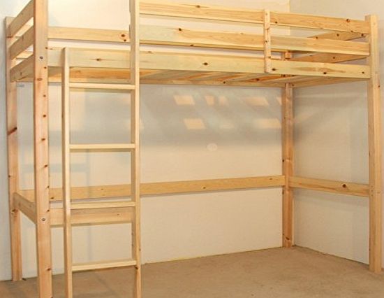 Icarus Loft Bunkbed Loft Bunk Bed with sprung mattress - Heavy Duty 3ft single wooden high sleeper bunkbed - CAN BE USED BY ADULTS