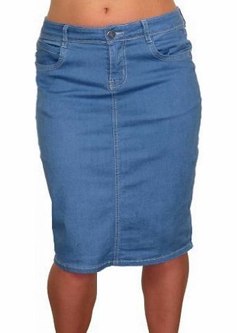 (2462) Plus Size Stretch Denim Pencil Jeans Skirt Blue (18)